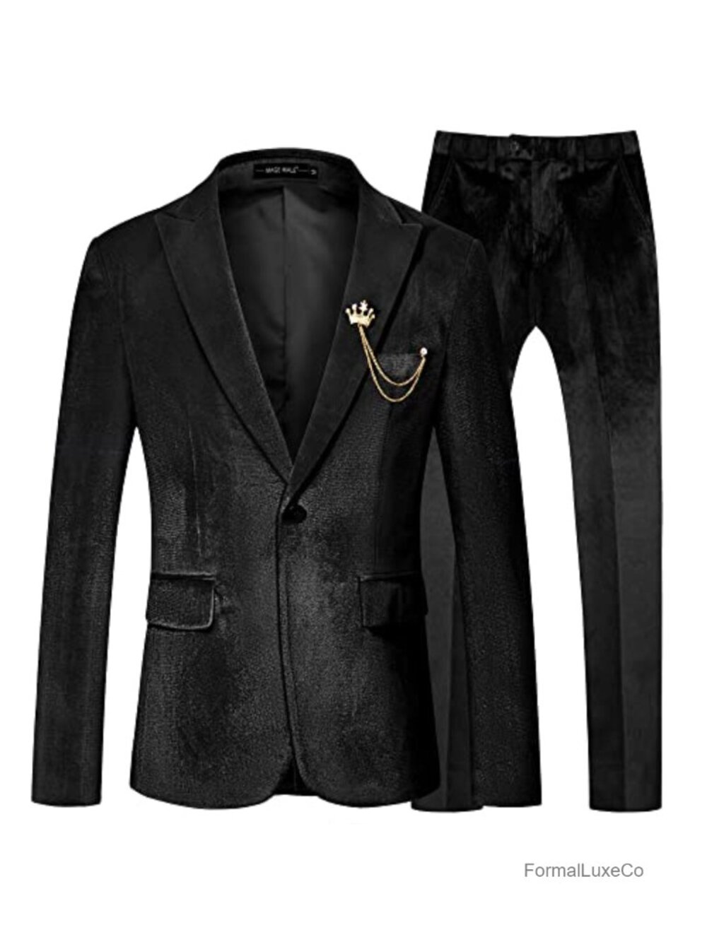 Men's 2 Piece Velvet Suit One Button Slim Fit Tuxedo Blazer & Pants Set Formal